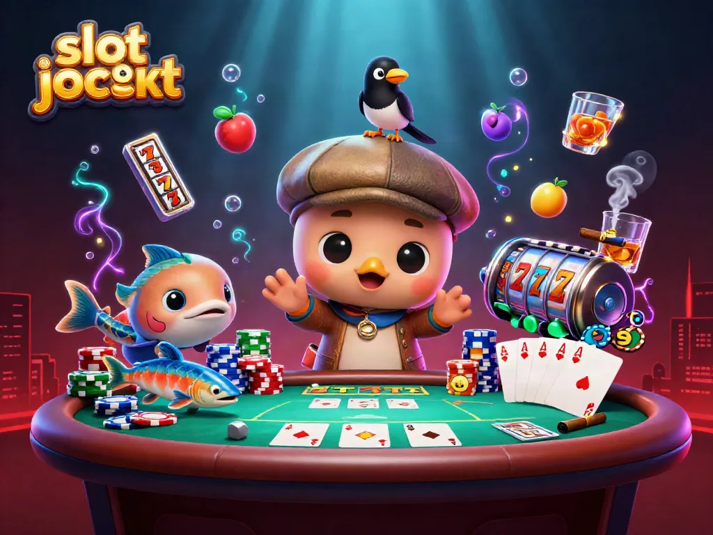 Engaging scene with slot jackpot reels and a cute Nessie character, highlighting playful gambling elements.